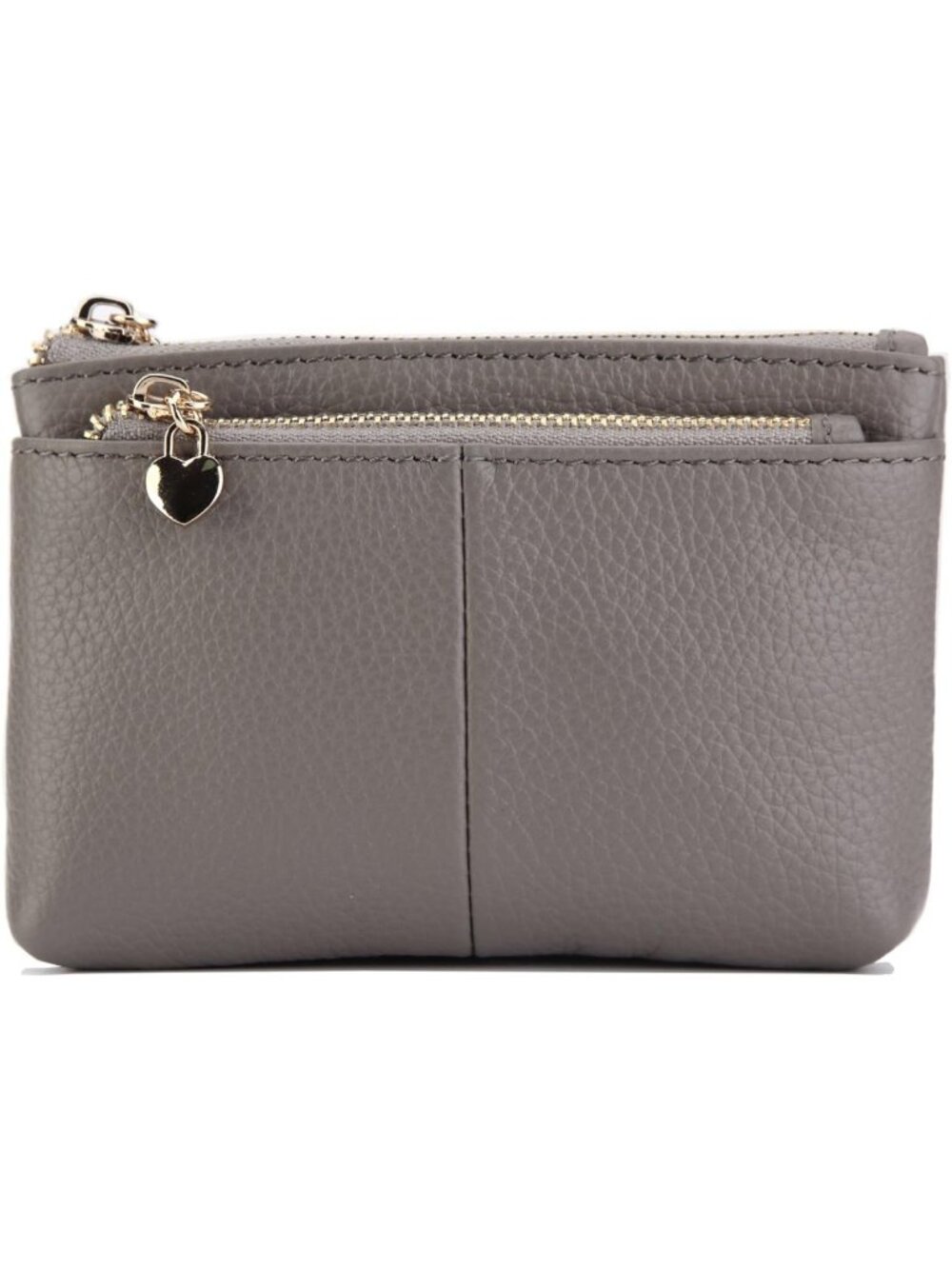 Genuine Leather Mini Coin Purse with Key Ring, Triple Zipper Card Holder Wallet